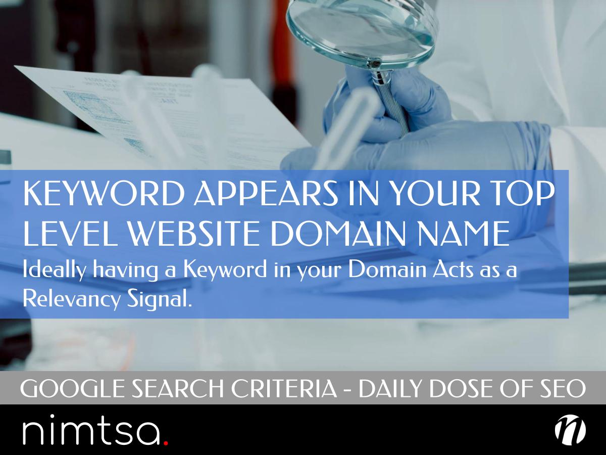 2 Keyword Appear in Your Top Level Website Domain Name