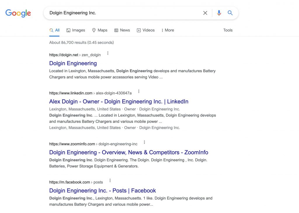 Dolgin google results