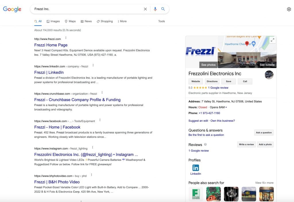 Frezzi Google Results