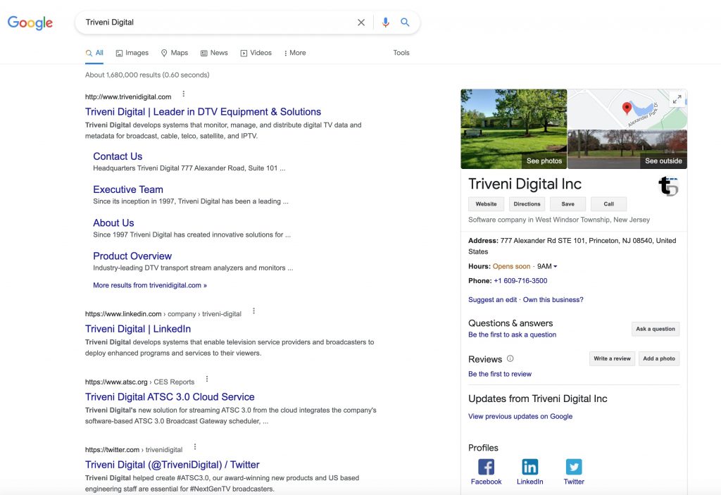 Triveni Digital Google results