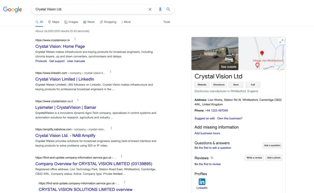 crystal vision google results